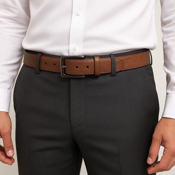 Stacy Adams Men’s Genuine Leather Belt Brown Textured Classic Dress Belt Size 38 - Picture 1 of 6